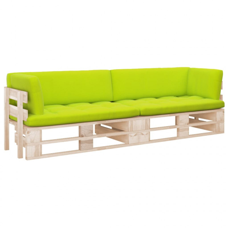 Sofa 2-os. z palet, z poduszkami, impregnowane drewno sosnowe