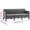 3-osobowa sofa ogrodowa z poduszkami, antracytowa, rattan PP