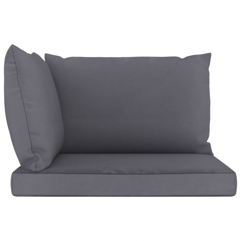Ogrodowa sofa 2-os. z palet, z antracytowymi poduszkami, sosna