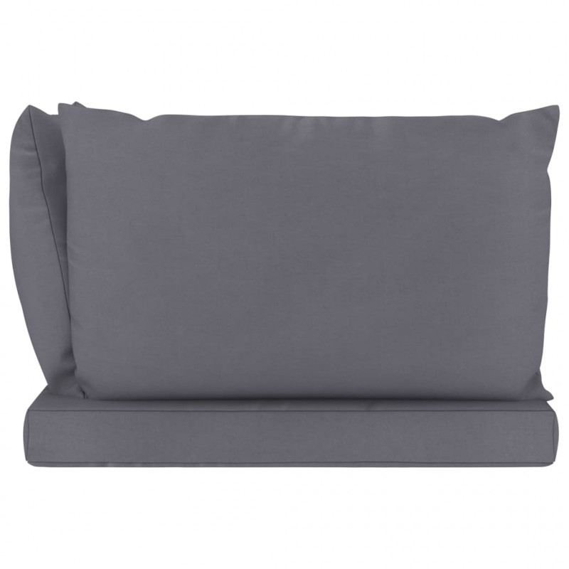 Ogrodowa sofa 2-os. z palet, z antracytowymi poduszkami, sosna