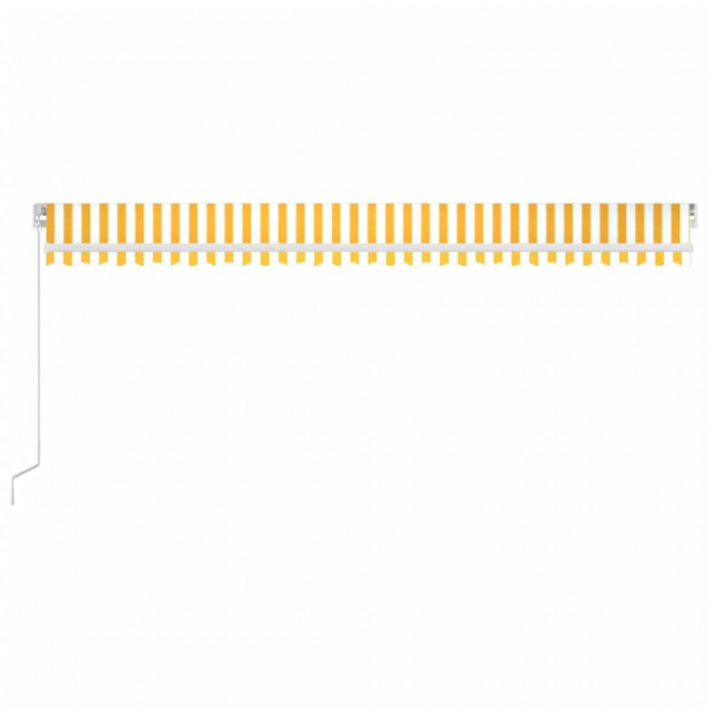 Ręcznie zwijana markiza z LED, 600 x 300 cm, żółto-biała