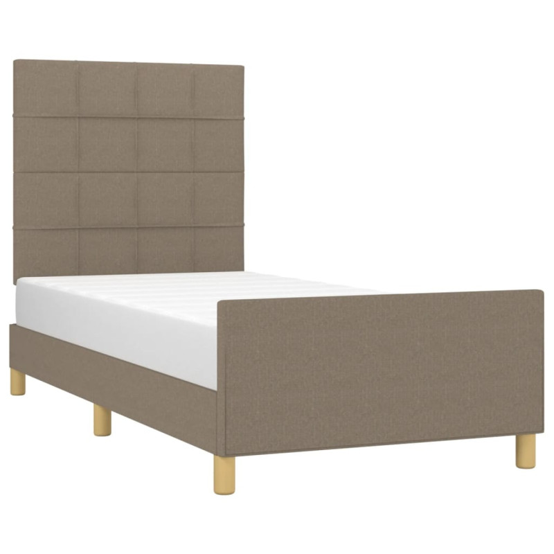 Rama łóżka bez materaca, taupe, 100x200 cm, obita tkaniną
