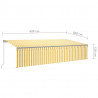 Ręcznie zwijana markiza z zasłoną i LED, 6x3 m, żółto-biała