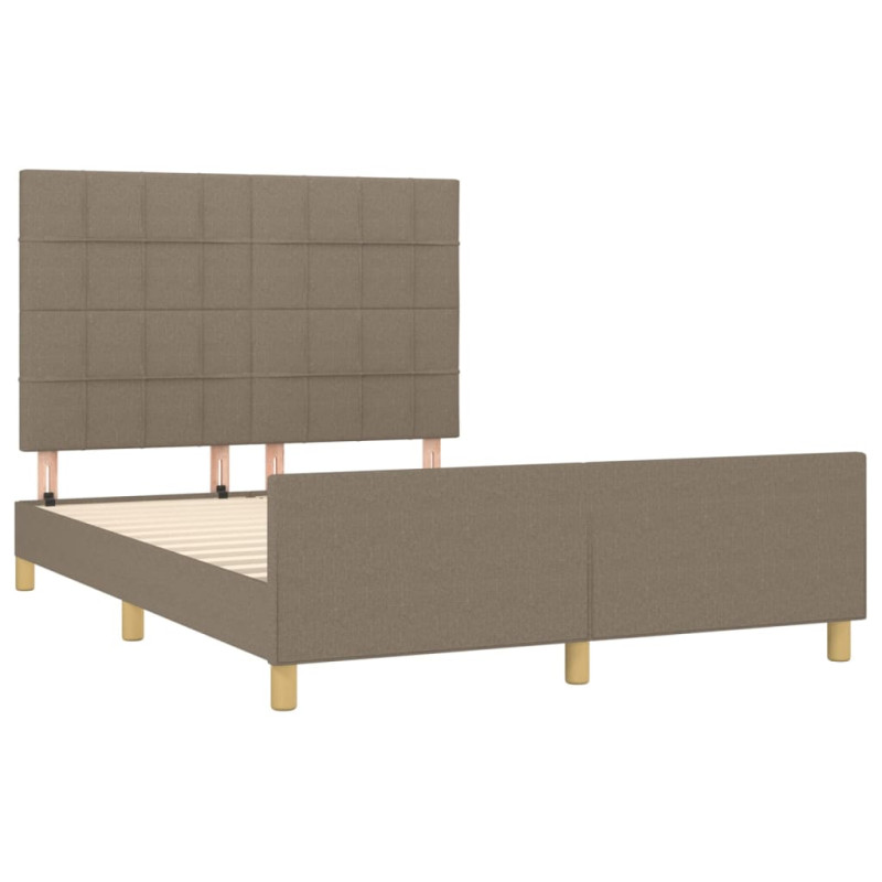 Rama łóżka bez materaca, taupe, 140x200 cm, obita tkaniną