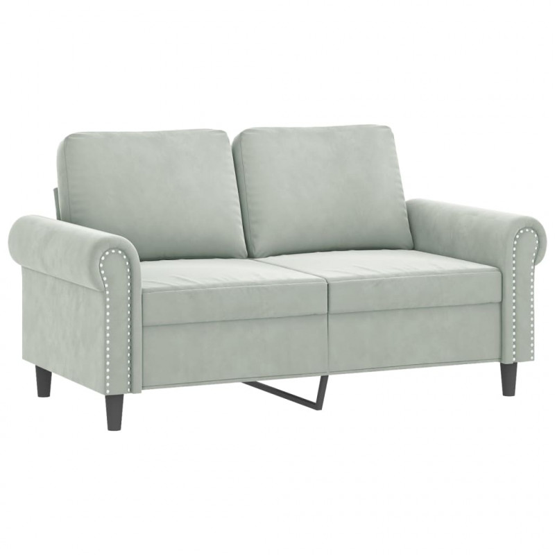 2-osobowa sofa z poduszkami, jasnoszara, 120 cm, aksamit
