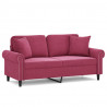 2-osobowa sofa z poduszkami, winna czerwień, 140 cm, aksamit