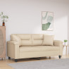 2-osobowa sofa z poduszkami, kremowa, 140 cm, mikrofibra