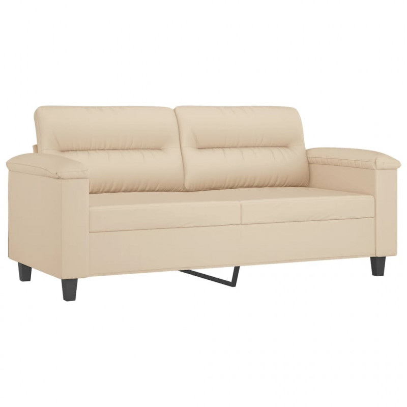 2-osobowa sofa z poduszkami, kremowa, 140 cm, mikrofibra