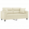 2-osobowa sofa z poduszkami, kremowa, 140 cm, sztuczna skóra