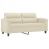 2-osobowa sofa z poduszkami, kremowa, 140 cm, sztuczna skóra