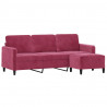 3-osobowa sofa z podnóżkiem winna czerwień 180 cm, aksamit