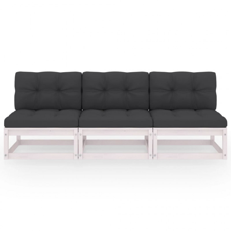 3-osobowa sofa z poduszkami, lite drewno sosnowe