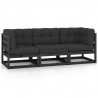 3-osobowa sofa ogrodowa z poduszkami, lite drewno sosnowe