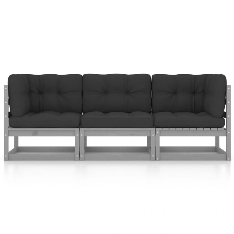 3-osobowa sofa ogrodowa z poduszkami, lite drewno sosnowe