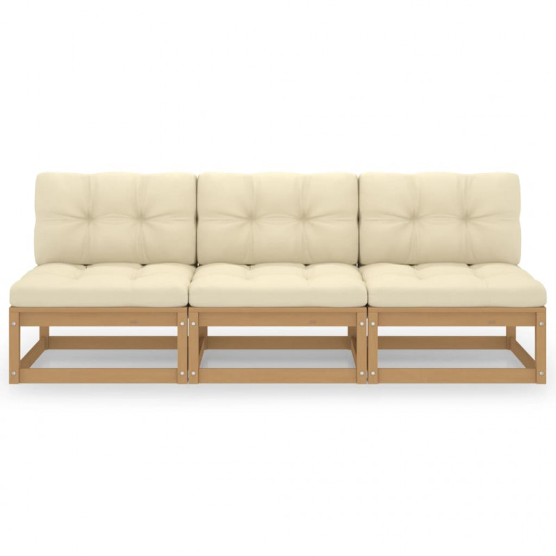 3-osobowa sofa z poduszkami, lite drewno sosnowe