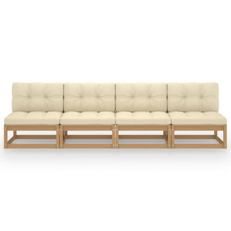 4-osobowa sofa ogrodowa z poduszkami, lite drewno sosnowe