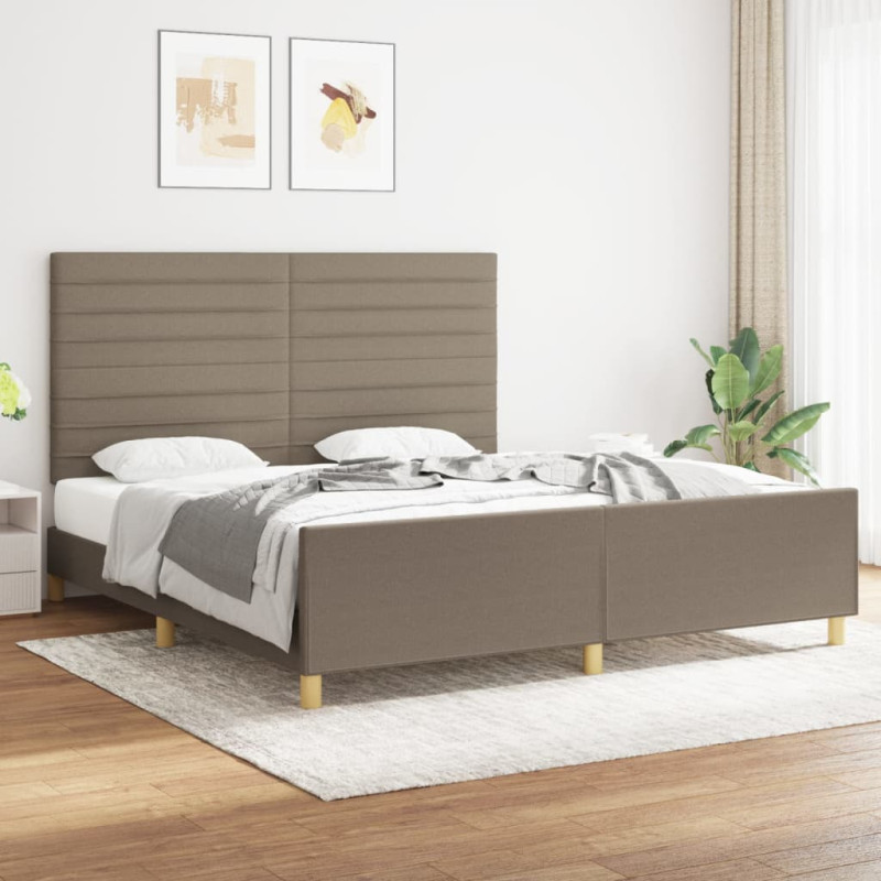 Rama łóżka bez materaca, taupe, 180x200 cm, obita tkaniną