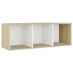 Szafki TV, 2 szt., biel i dąb sonoma, 107x35x37 cm, płyta