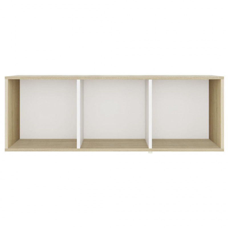 Szafki TV, 2 szt., biel i dąb sonoma, 107x35x37 cm, płyta