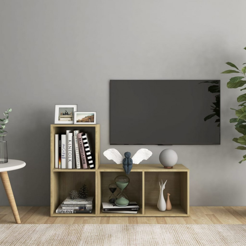 Szafki TV, 2 szt., dąb sonoma, 72x35x36,5 cm, płyta wiórowa