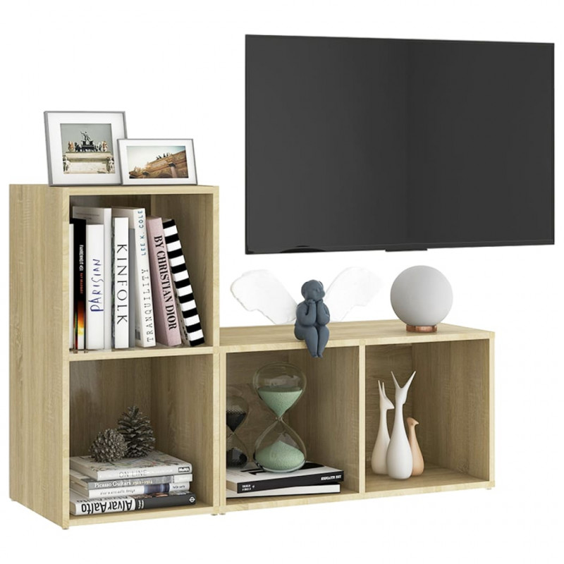 Szafki TV, 2 szt., dąb sonoma, 72x35x36,5 cm, płyta wiórowa