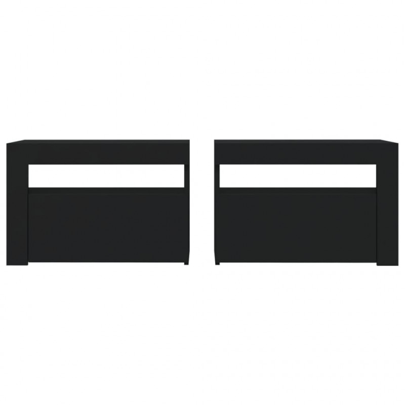 Szafki nocne z LED, 2 szt., czarne, 60x35x40 cm