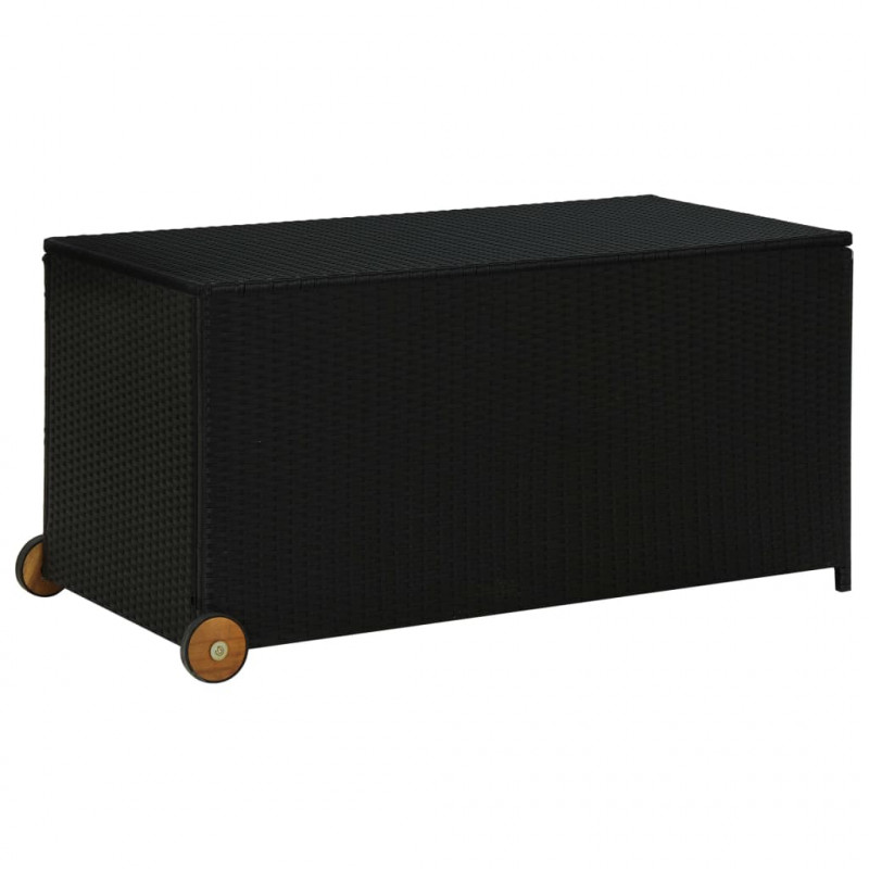 Skrzynia ogrodowa, czarna, 120x65x61 cm, rattan PE
