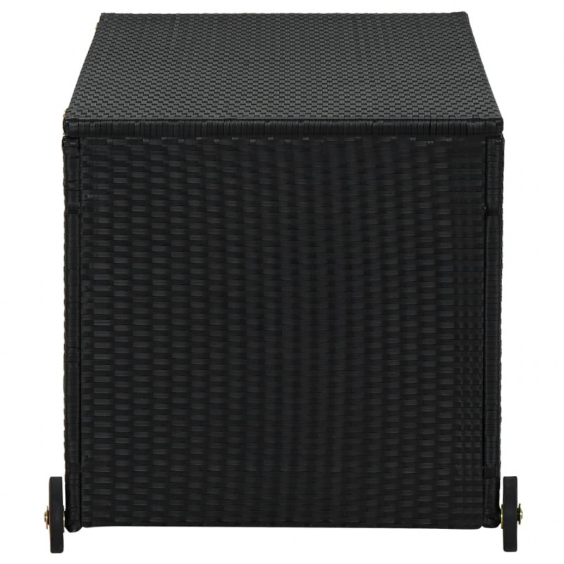 Skrzynia ogrodowa, czarna, 120x65x61 cm, rattan PE
