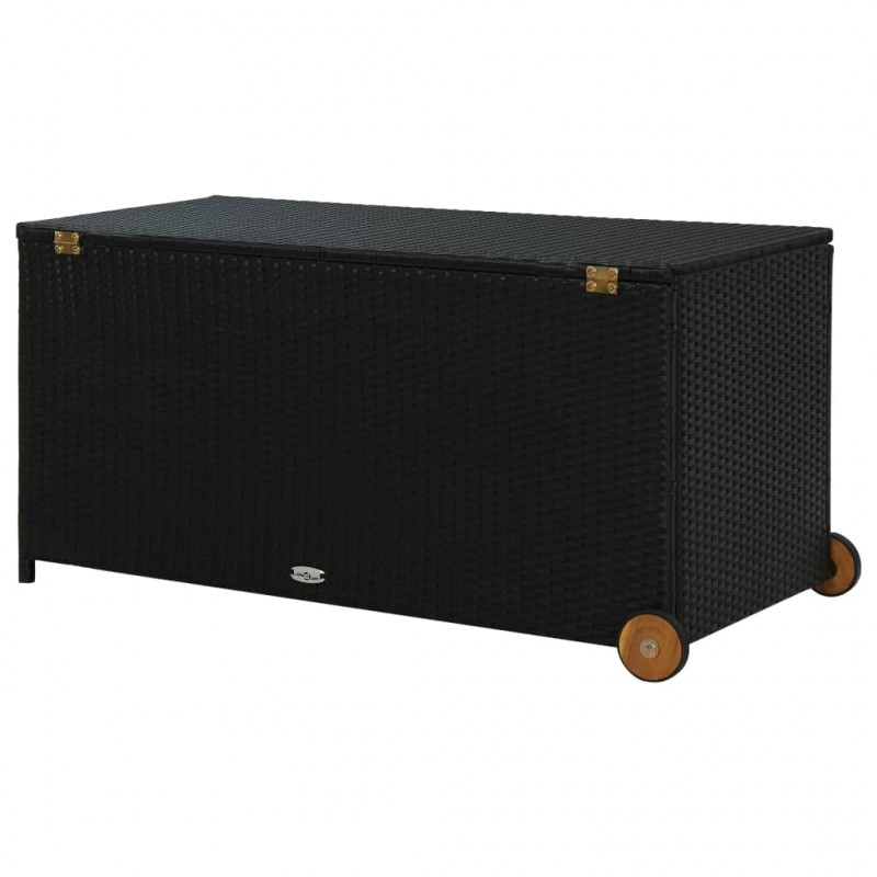 Skrzynia ogrodowa, czarna, 120x65x61 cm, rattan PE