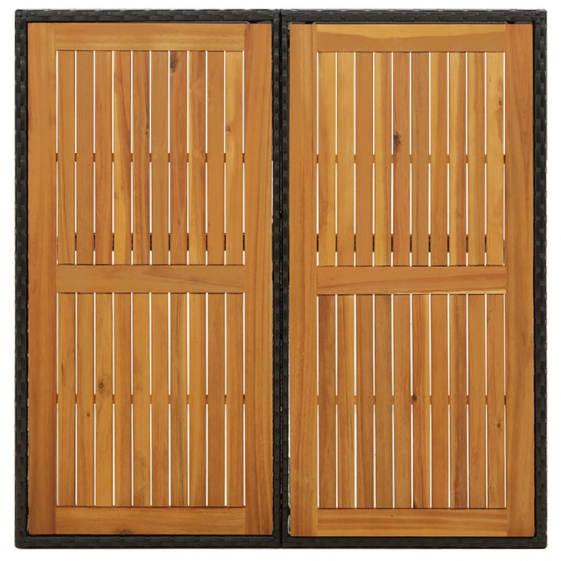 Stół ogrodowy, czarny, 109x107x74 cm, rattan PE i akacja