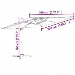 Parasol wiszący z aluminiowym słupkiem, piaskowy, 400x300 cm