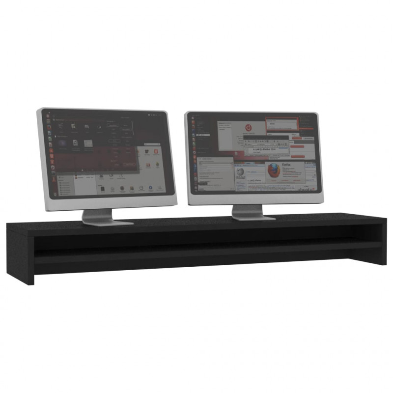 Półka pod monitor, czarna 100x24x13 cm, materiał drewnopochodny