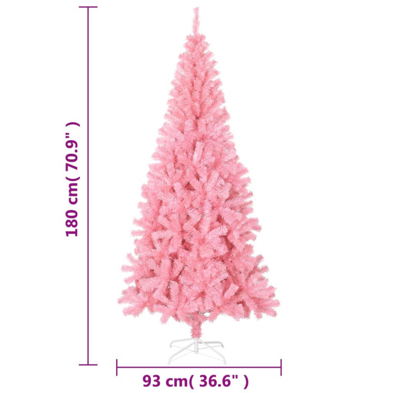 Sztuczna choinka ze stojakiem, różowa, 180 cm, PVC