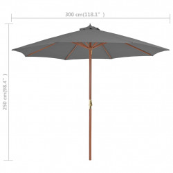 Parasol ogrodowy na drewnianym słupku, 300 cm, antracytowy