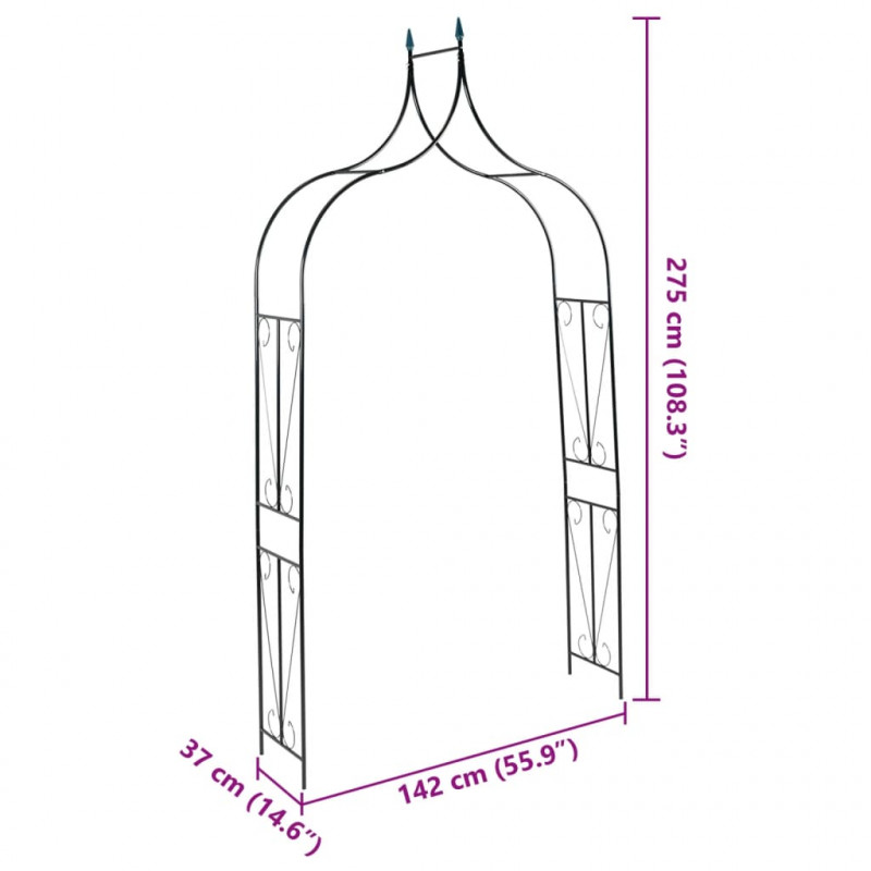 Pergola ogrodowa, ciemnozielona, 120x38x258 cm, żelazna