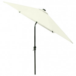 Parasol ogrodowy z LED i stalowym słupkiem, piaskowy, 2x3 m