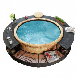 Obudowa do basenu z hydromasażem/spa, czarny polirattan