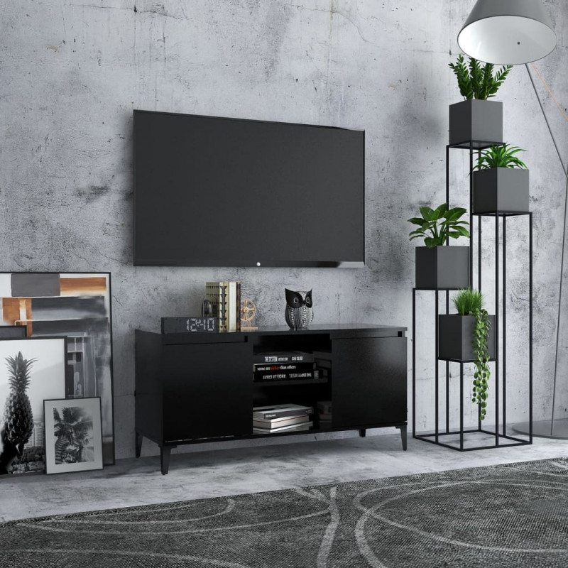 Szafka TV, metalowe nóżki, czarna, 103,5x35x50 cm