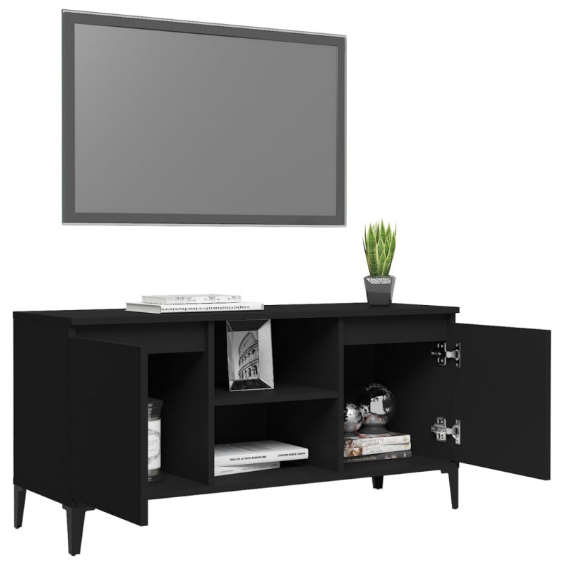 Szafka TV, metalowe nóżki, czarna, 103,5x35x50 cm