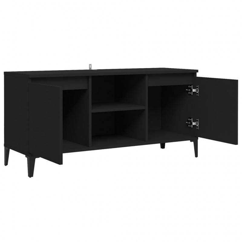Szafka TV, metalowe nóżki, czarna, 103,5x35x50 cm