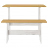 Stół jadalniany z ławką REINE, miodowy brąz i biały, lita sosna