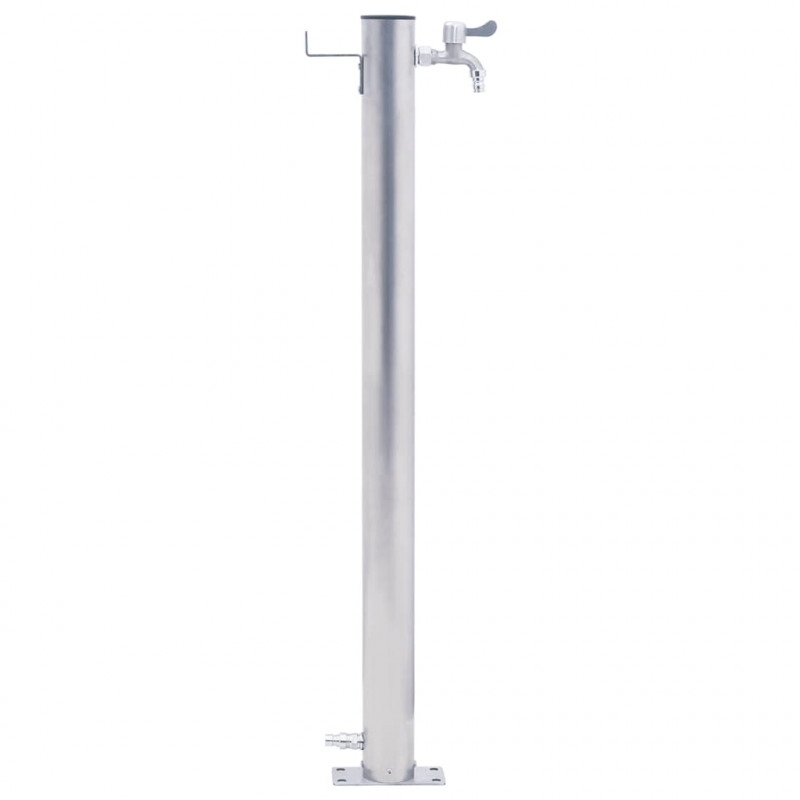 Kran ogrodowy na okrągłym słupku, 80 cm, stal nierdzewna