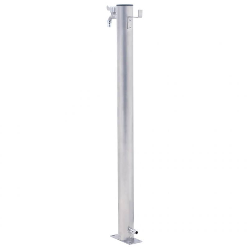 Kran ogrodowy na okrągłym słupku, 80 cm, stal nierdzewna