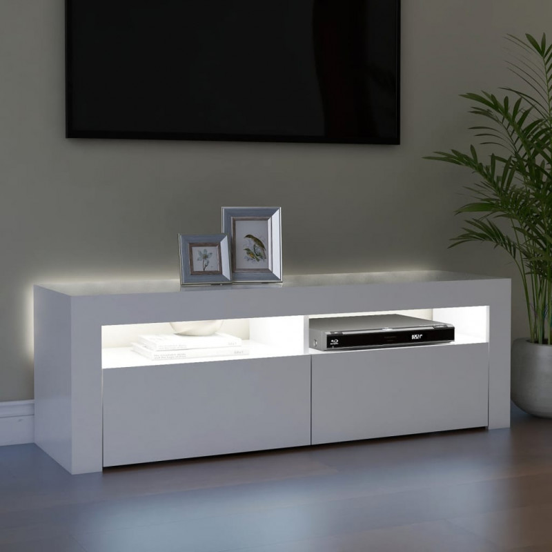 Szafka pod TV z oświetleniem LED, biała, 120x35x40 cm