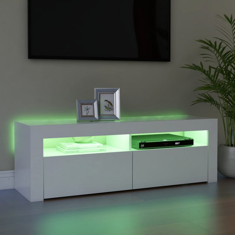 Szafka pod TV z oświetleniem LED, biała, 120x35x40 cm