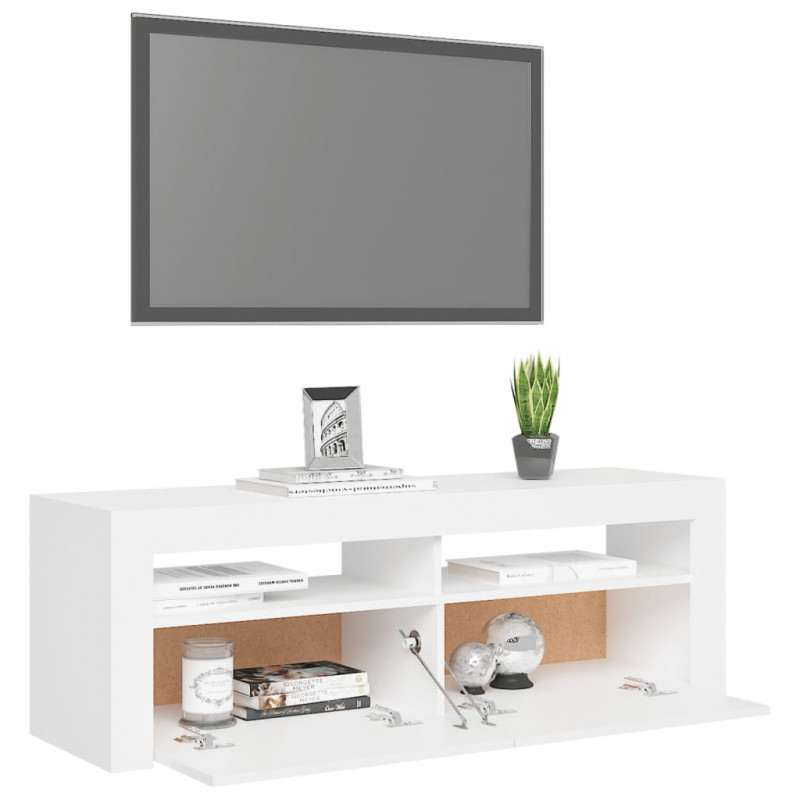 Szafka pod TV z oświetleniem LED, biała, 120x35x40 cm