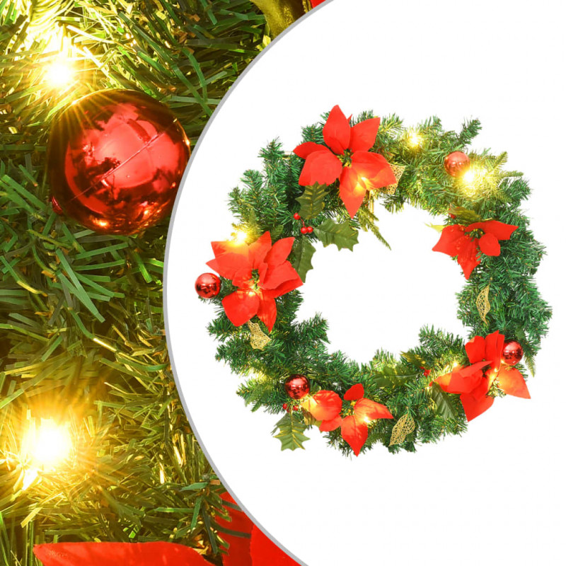 Wieniec świąteczny z lampkami LED, zielony, 60 cm, PVC