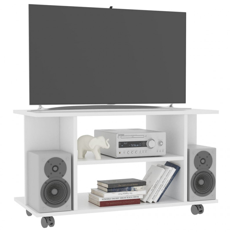 Szafka pod TV, biała, 80x40x45 cm, materiał drewnopochodny