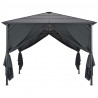 Altana ogrodowa z zasłonami, aluminiowa, 3 x 3 m, czarna