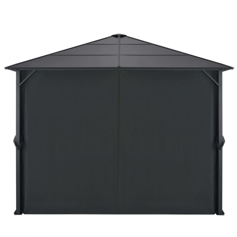 Altana ogrodowa z zasłonami, aluminiowa, 3 x 3 m, czarna